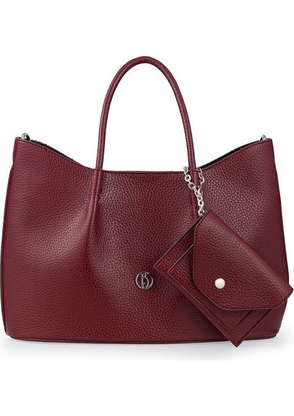 Logo Detaylı Bordo Kadın El Çantası Riv 147-R