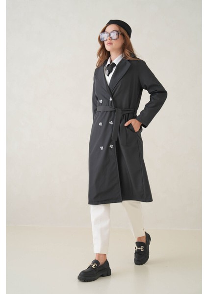 Su Geçirmez Kruvaze Yaka Sık Dokuma Kadın Trençkot modelleri