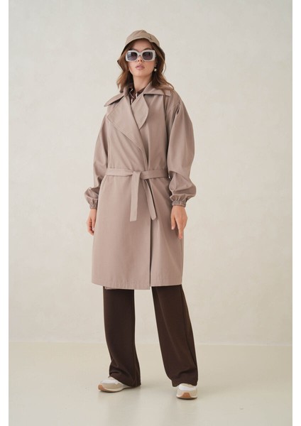 Su Geçirmez Kruvaze Yaka Sık Dokuma Kadın Trençkot modelleri