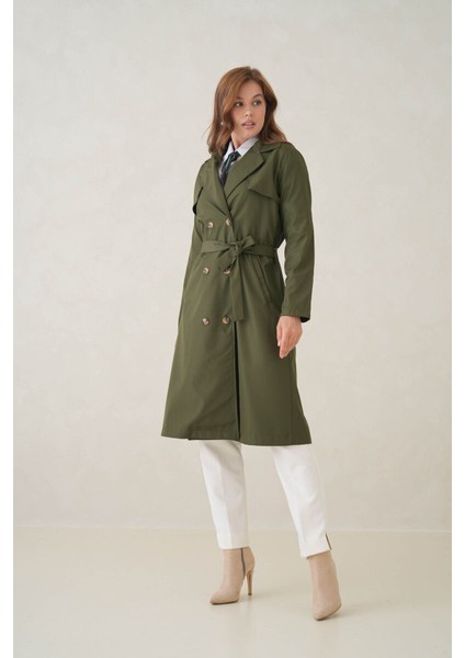 Su Geçirmez Kruvaze Yaka Sık Dokuma Kadın Trençkot fiyatları