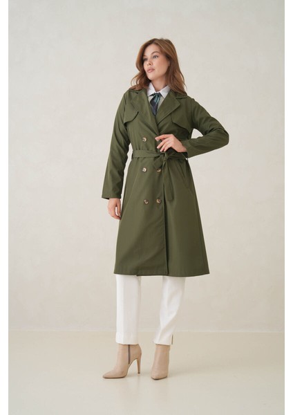 Su Geçirmez Kruvaze Yaka Sık Dokuma Kadın Trençkot modelleri