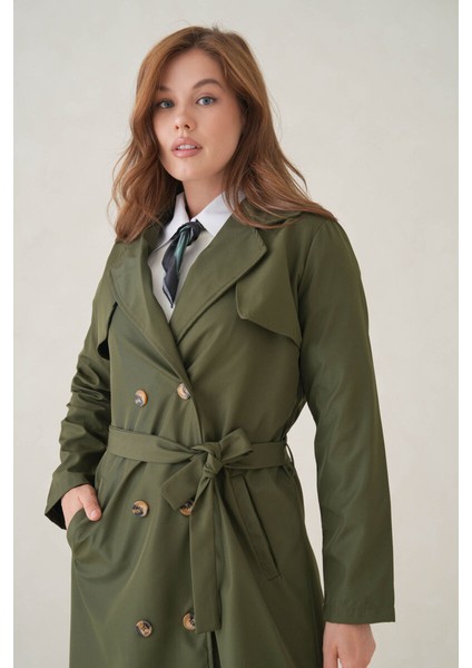 Su Geçirmez Kruvaze Yaka Sık Dokuma Kadın Trençkot indirimleri