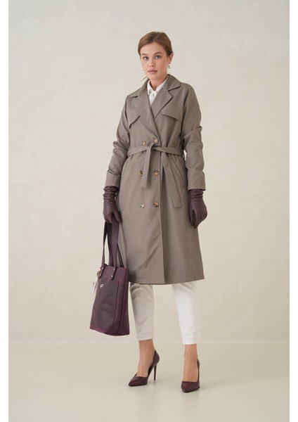 Su Geçirmez Kruvaze Yaka Sık Dokuma Kadın Trençkot fiyatları