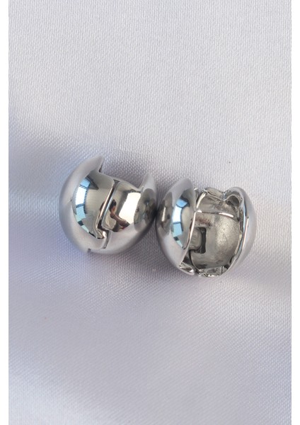 Pirinç Gümüş Renk Içi Boş Minimal Topçuk Küpe fiyatları