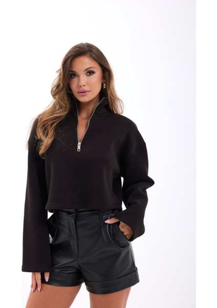 Kısa Yarım Fermuarlı Sweat