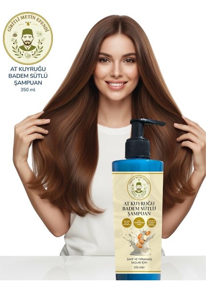 At Kuyruğu Badem Sütlü Şampuan 350 ml Zayıf ve Yıpranmış Saçlar Için