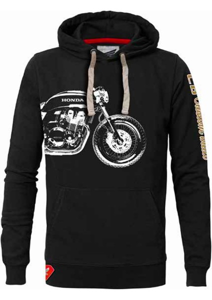 Motorlu Kapüşonlu Siyah Sweatshirt - Hnda Sağlam