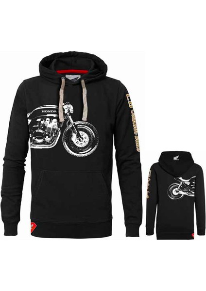 Motorlu Kapüşonlu Siyah Sweatshirt - Hnda Sağlam fiyatları