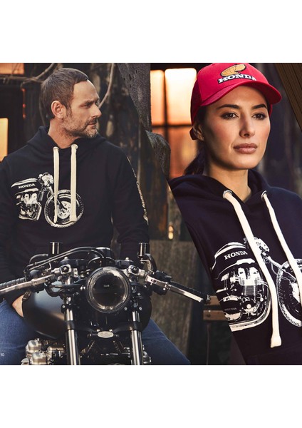 Motorlu Kapüşonlu Siyah Sweatshirt - Hnda Sağlam modelleri