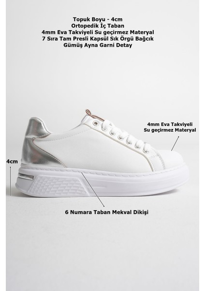Vega Premium Gümüş Detaylı Beyaz Kadın Sneaker indirimleri