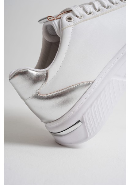Vega Premium Gümüş Detaylı Beyaz Kadın Sneaker