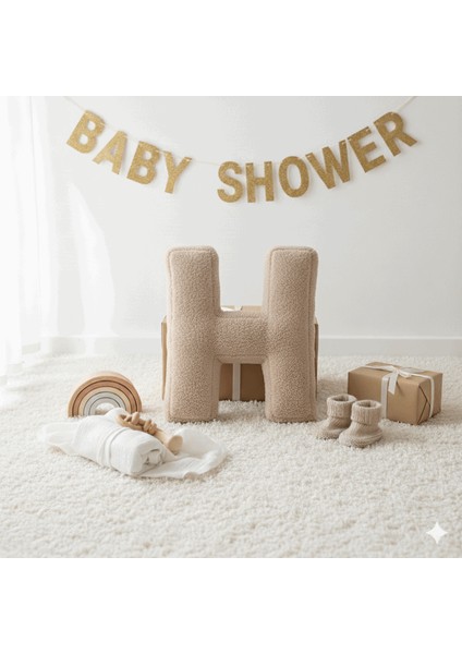 Litera, H Harfi, Yastık, Kırlent, Elyaf Dolgulu, Welsoft Kumaş, 40 cm fiyatları