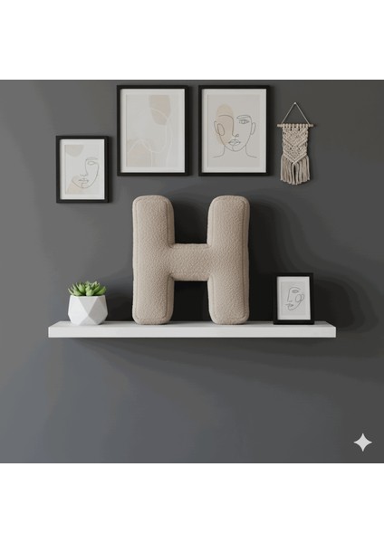 Litera, H Harfi, Yastık, Kırlent, Elyaf Dolgulu, Welsoft Kumaş, 40 cm indirimleri