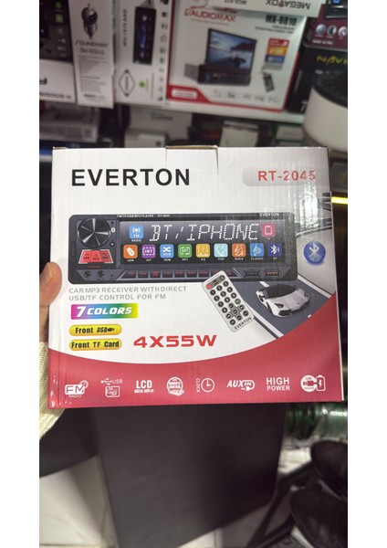 RT-2045 Bluetoothlu 7 Renk 4X55W LCD Ekran Oto Teyp - Usb/tf/aux/fm