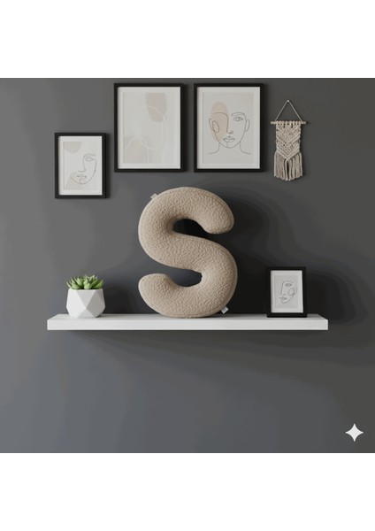 Litera, S Harfi, Yastık, Kırlent, Elyaf Dolgulu, Welsoft Kumaş, 40 cm indirimleri