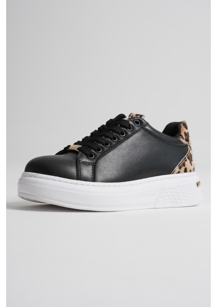 Vega Premium Platin Detaylı Siyah Kadın Sneaker