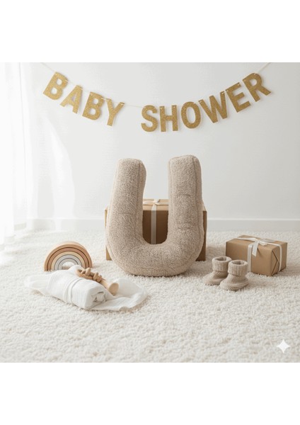 Litera, U Harfi, Yastık, Kırlent, Elyaf Dolgulu, Welsoft Kumaş, 40 cm fiyatları