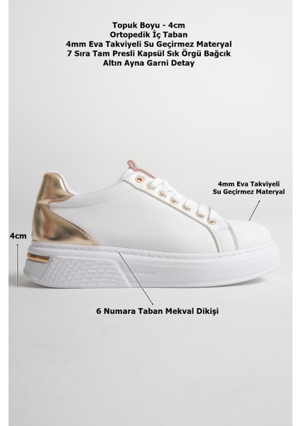 Vega Premium Altın Detaylı Beyaz Kadın Sneaker indirimleri