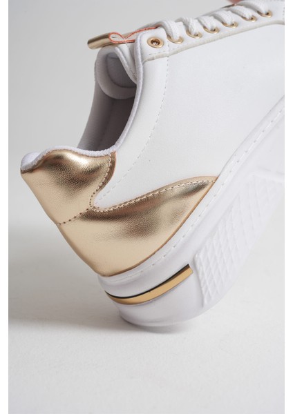 Vega Premium Altın Detaylı Beyaz Kadın Sneaker