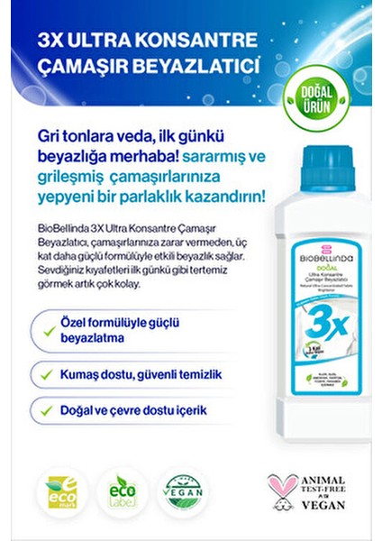 Ultra Konsantre Çamaşır Beyazlatıcı 3 Kat Daha Beyazlatma Gücüyle Türkiye Menşeli modelleri