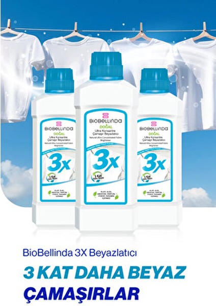 Ultra Konsantre Çamaşır Beyazlatıcı 3 Kat Daha Beyazlatma Gücüyle Türkiye Menşeli