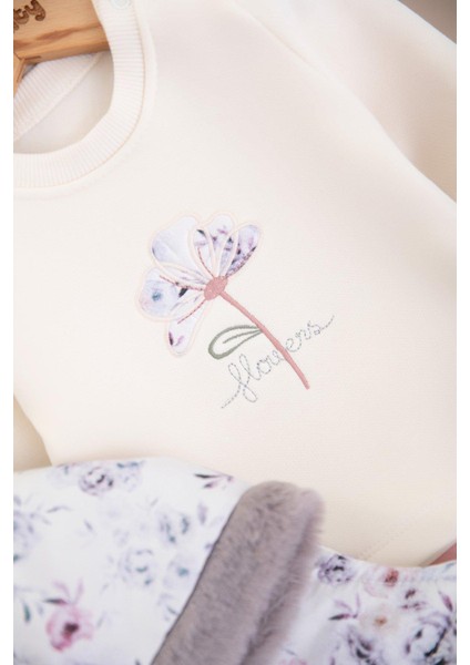 Kız Bebek Şardonlu Çiçekli Peluş Yelekli Takım 3 Parça 2603 modelleri