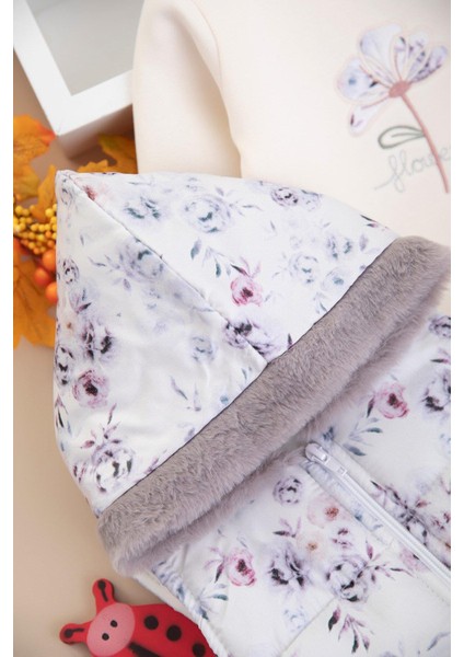 Kız Bebek Şardonlu Çiçekli Peluş Yelekli Takım 3 Parça 2603 indirimleri