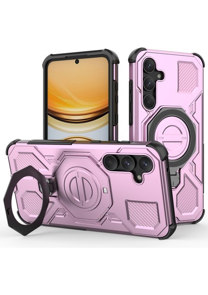 Samsung Galaxy A55 5g Manyetik Kılıf Döner Metal Ayaklı Darbeye Dayanıklı Pc + Tpu Telefon Arka Kapağı (Yurt Dışından)