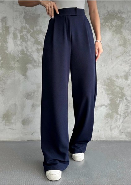 Kadın Likralı Cırt Kapama Palazzo Pantolon