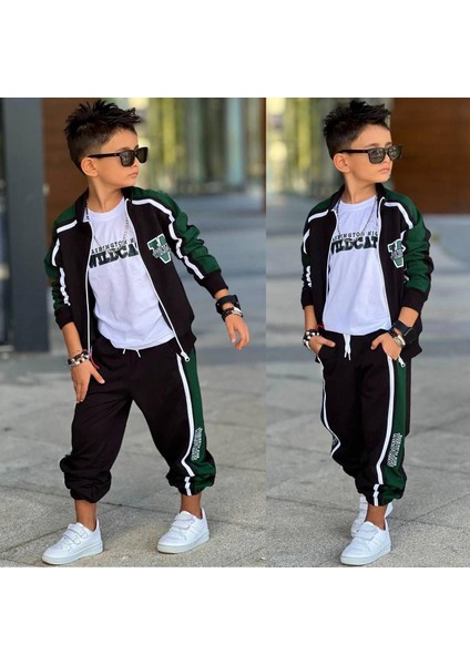 Erkek Çocuk 3 Parça Fermuarlı Eşofman Takımı Alt Üst Takım 60290 indirimleri