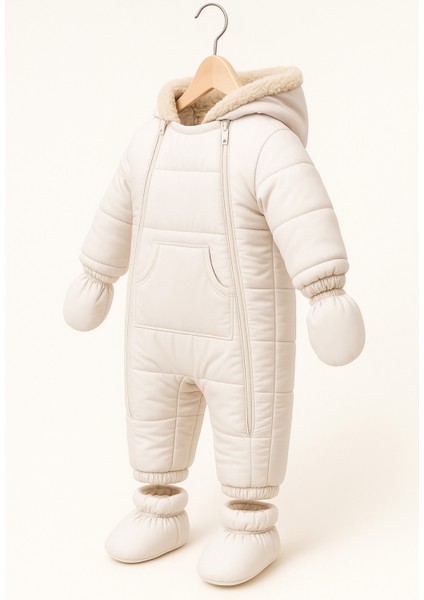 Dekubaby Özel Tasarım Kapüşonlu Tak-Çıkar Patik ve Eldivenli Bebek-Çocuk Kozmonot-Astronot Tulum Mont