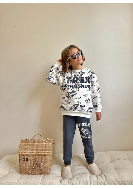 Baskılı 3 Iplik Şardonlu Erkek Çocuk Eşofman Takımı - Kışlık Model 9101K modelleri