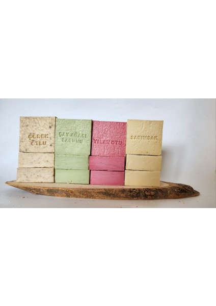 Doğal Üretim Sabunu Karışık (Çörekotu-Çay Ağacı-Yılan Otu-Sarımsak) 12'li Set