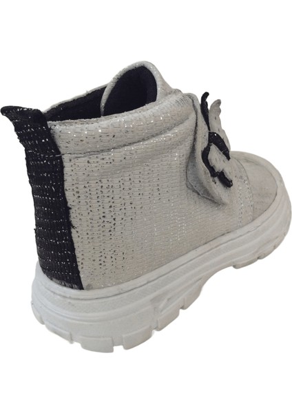 1001 Ridente Gümüş Simli Parlak Patik Kız Çocuk Bot % 100 Deri Kalın Tek Cırtlı fırsatları