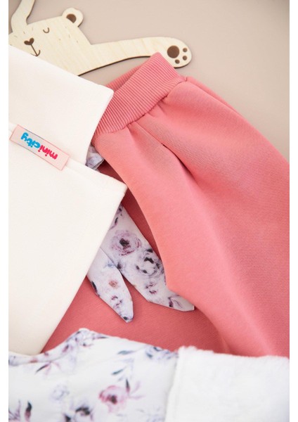 Kız Bebek Şardonlu Çiçekli Peluş Yelekli Takım 3 Parça 2603G fırsatları