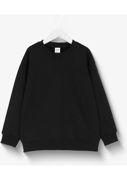 Çocuk Siyah Basic Sweatshirt - Yumuşak Pamuklu Kumaş 5639 fırsatları