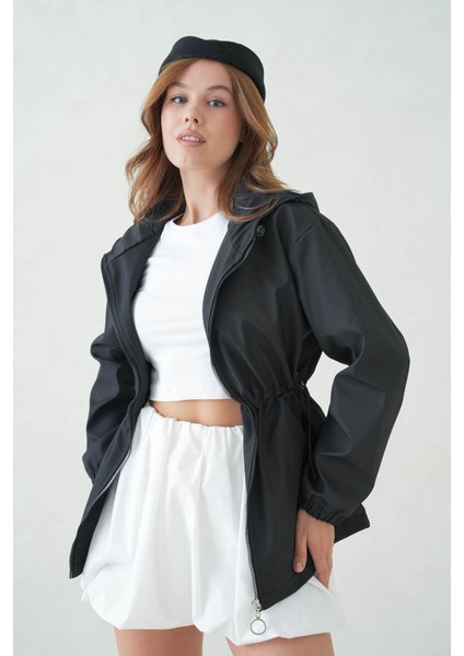 Içi Astarlı Su Geçirmez Kapüşonlu Fermuarlı Sık Dokuma Kadın Trençkot modelleri