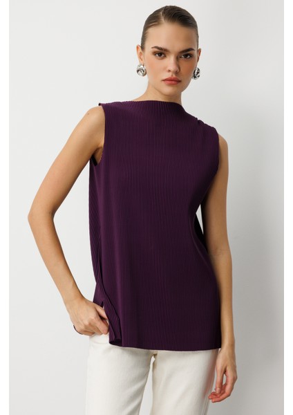 Full Ince Pilise Mor Kolsuz Şifon Bluz fiyatları