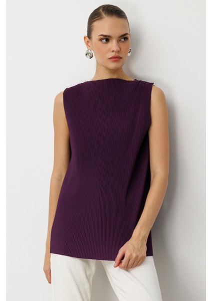 Full Ince Pilise Mor Kolsuz Şifon Bluz indirimleri