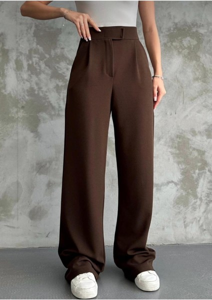 Kadın Likralı Cırt Kapama Palazzo Pantolon