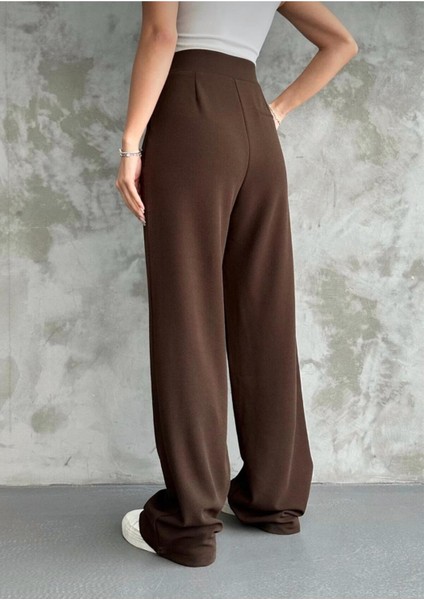 Kadın Likralı Cırt Kapama Palazzo Pantolon