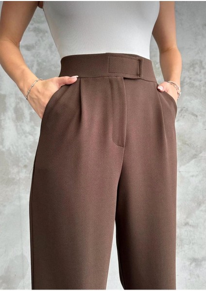 Kadın Likralı Cırt Kapama Palazzo Pantolon