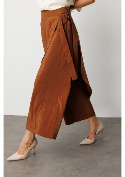 Kahverengi Geniş Paçalı Pantolon Etek indirimleri