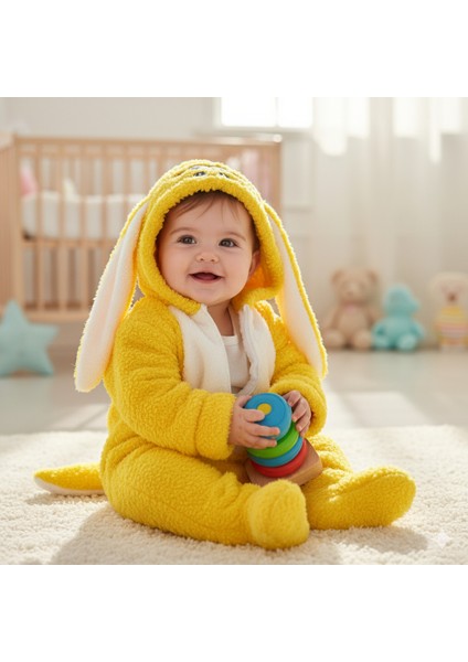 Sarı Tavşan Tulum – Peluş Kumaşlı Bebek Kışlık Kostüm fiyatları