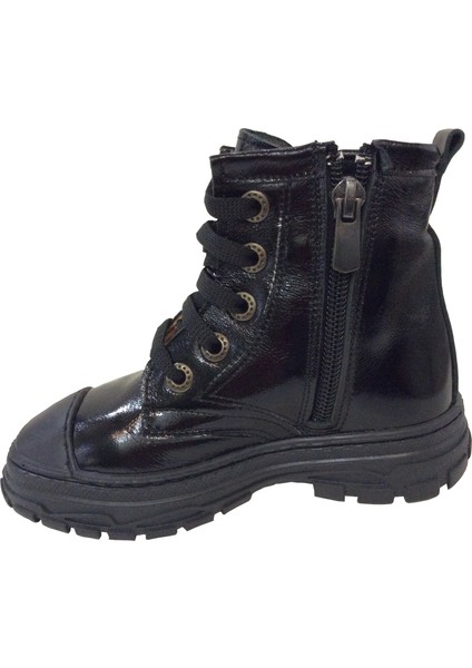 1001 Ridente Siyah Yıldızlı Patik Kız Çocuk Bot % 100 Deri Bağcık ve Fermuarlı modelleri