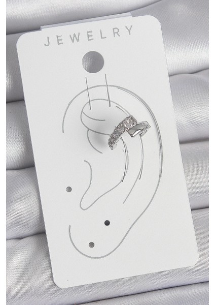 Heyf Pirinç Gümüş Renk Zirkon Taşlı Kadın Kıkırdak Küpe fiyatları