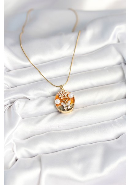 316L Çelik Zincir Kelebek Model Sanatsal Portre Kadın Kolye