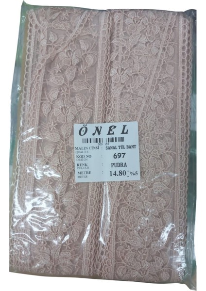 Dantel Polyester Sanal Tül Bant Pudra 14,80 Metre En 6 cm ON-697-PU