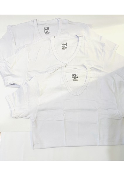 Marka Erkek V Yaka Ribana Atlet Fanila Beyaz 3'lü modelleri