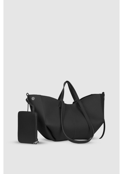 Arisa Ayarlanabilir Formlu Çift Saplı Cüzdanlı Büyük Tote Omuz, Kol ve El Çantası Siyah modelleri